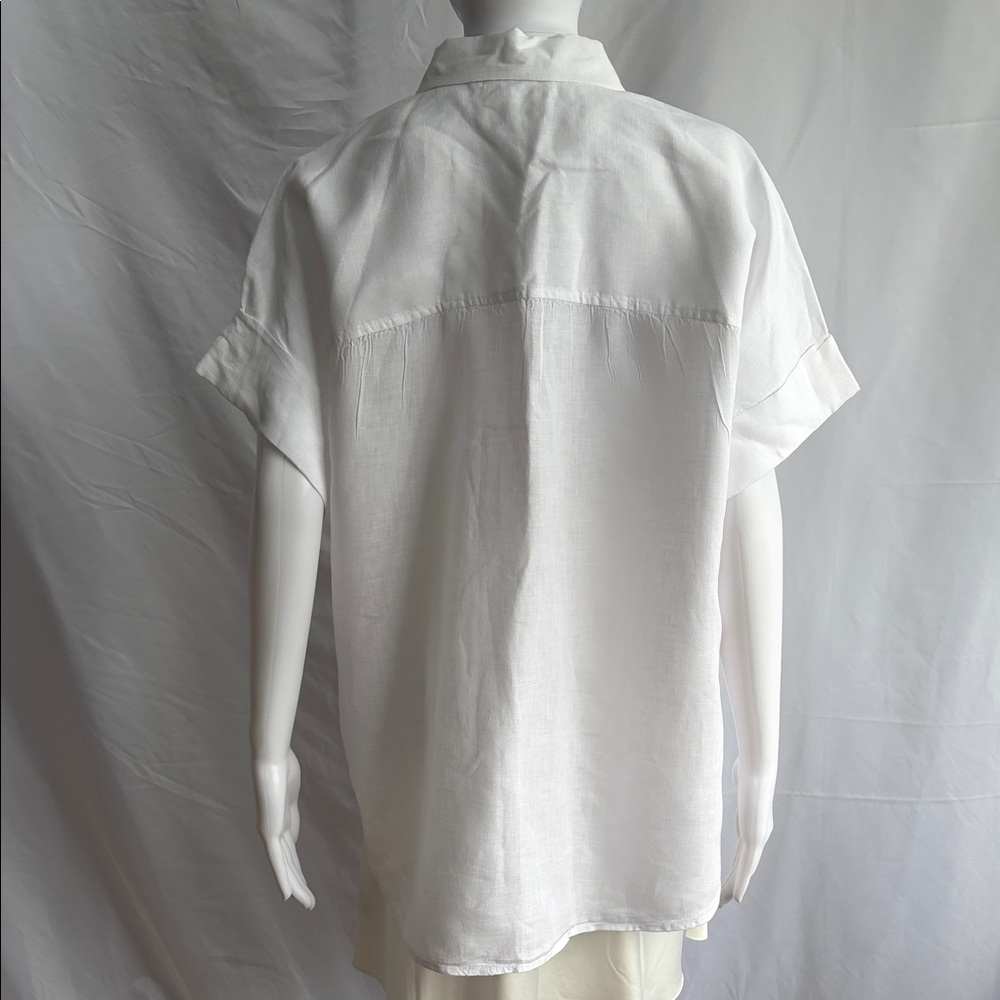 J.Crew Relaxed Linen Button-Up Shirt – White – Size Medium - Picture 4 of 9